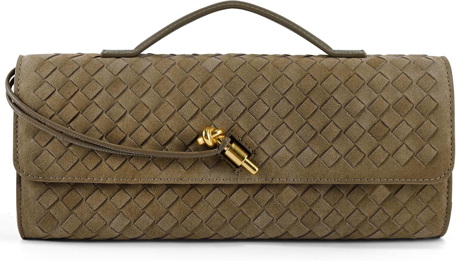 Woven Clutch Purses for Women, Formal Satchel Leather Evening Bag Shoulder Handbag