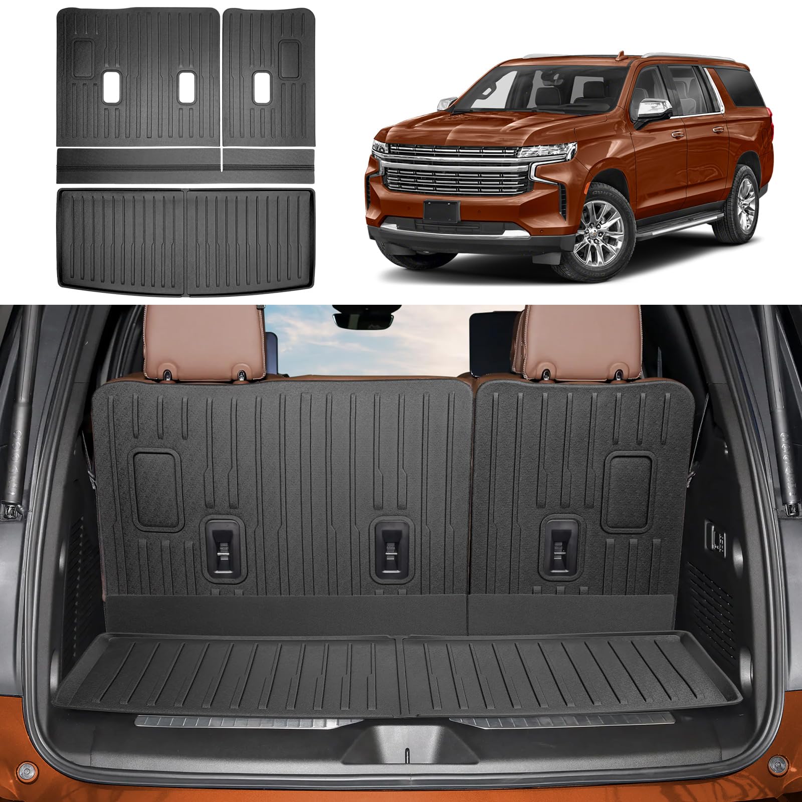 HUYINPJ Cargo Mat Backseat Mat Compatible with 2022-2025 Chevrolet Tahoe/GMC Yukon Cargo Liner Rear Trunk Liner Black Replacement for 2022-2025 Chevy