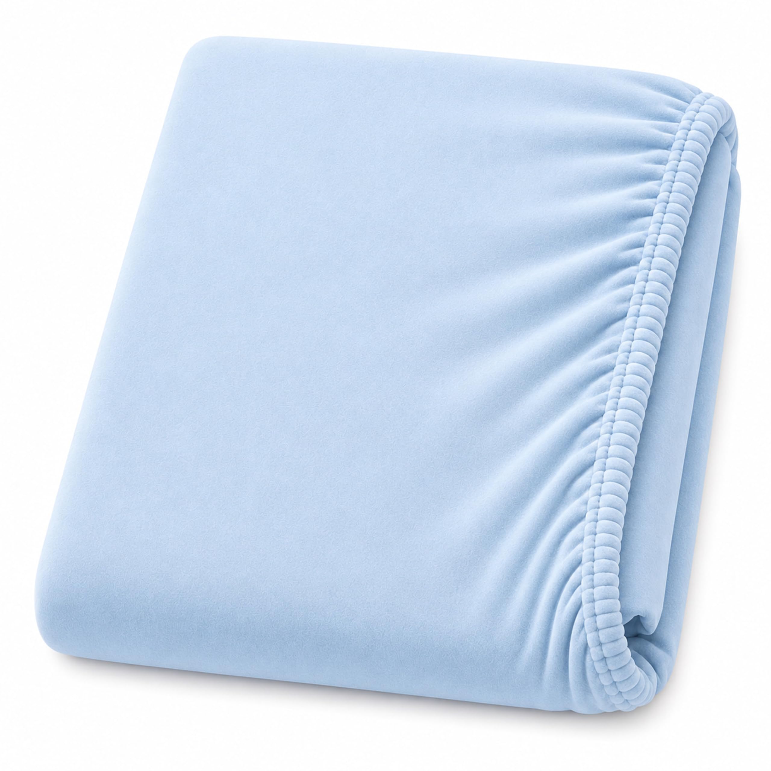 Dudu N Girlie Compact Cot Fitted Sheet 100x50cm – Blue, Elasticated Jersey Cotton Bedding for Babies & Toddlers