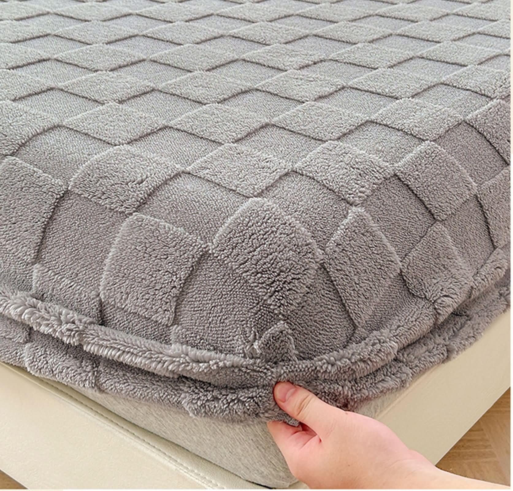 Lenzuolo Poliestere Angoli Singolo, Motivo Quadrato, 90 x 200 CM, Grigio