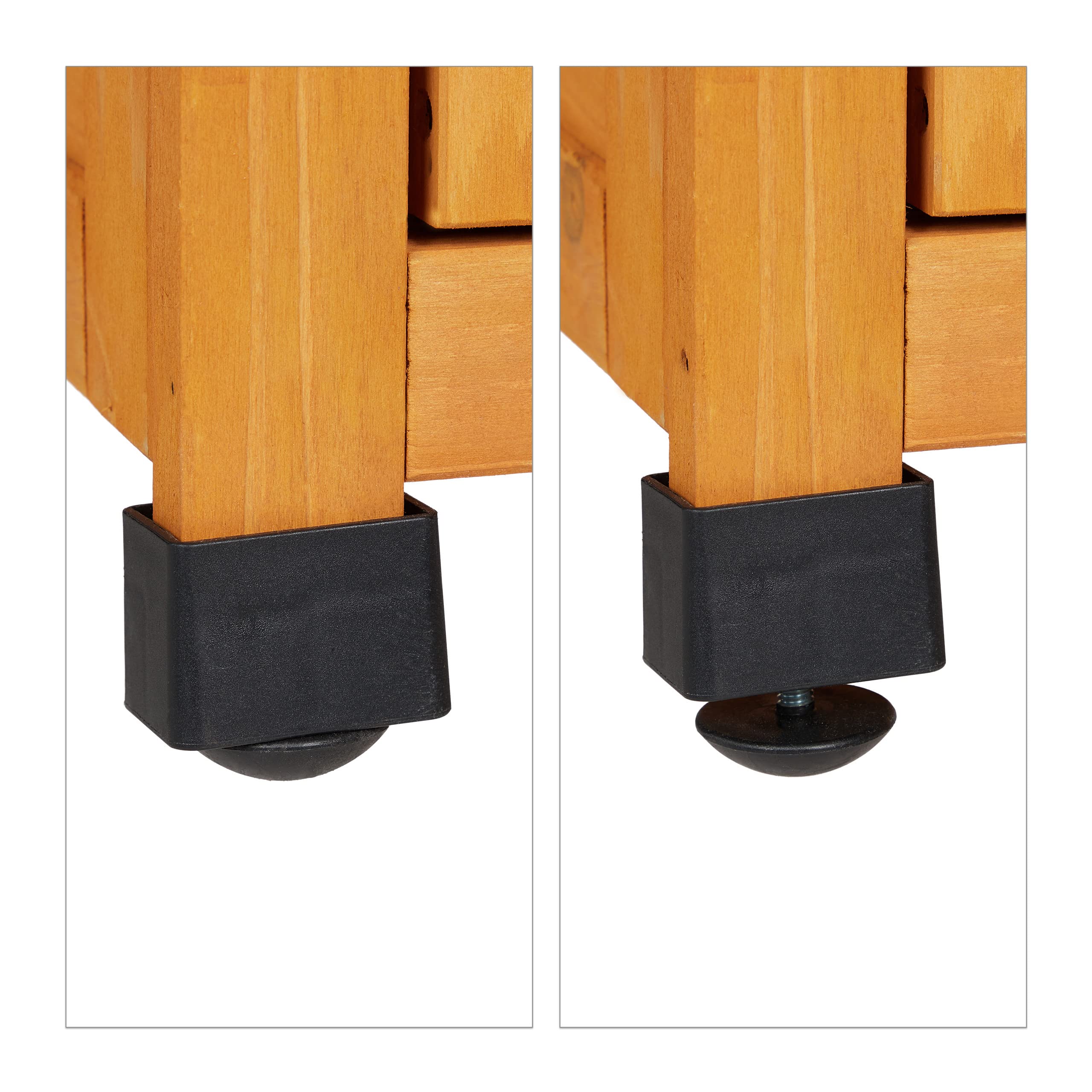 Relaxdays Armario Exterior 3 Baldas, Cobertizo Techo Inclinado, 2 Puertas, Herramientas, Madera, 97x86,5x47cm, Natural