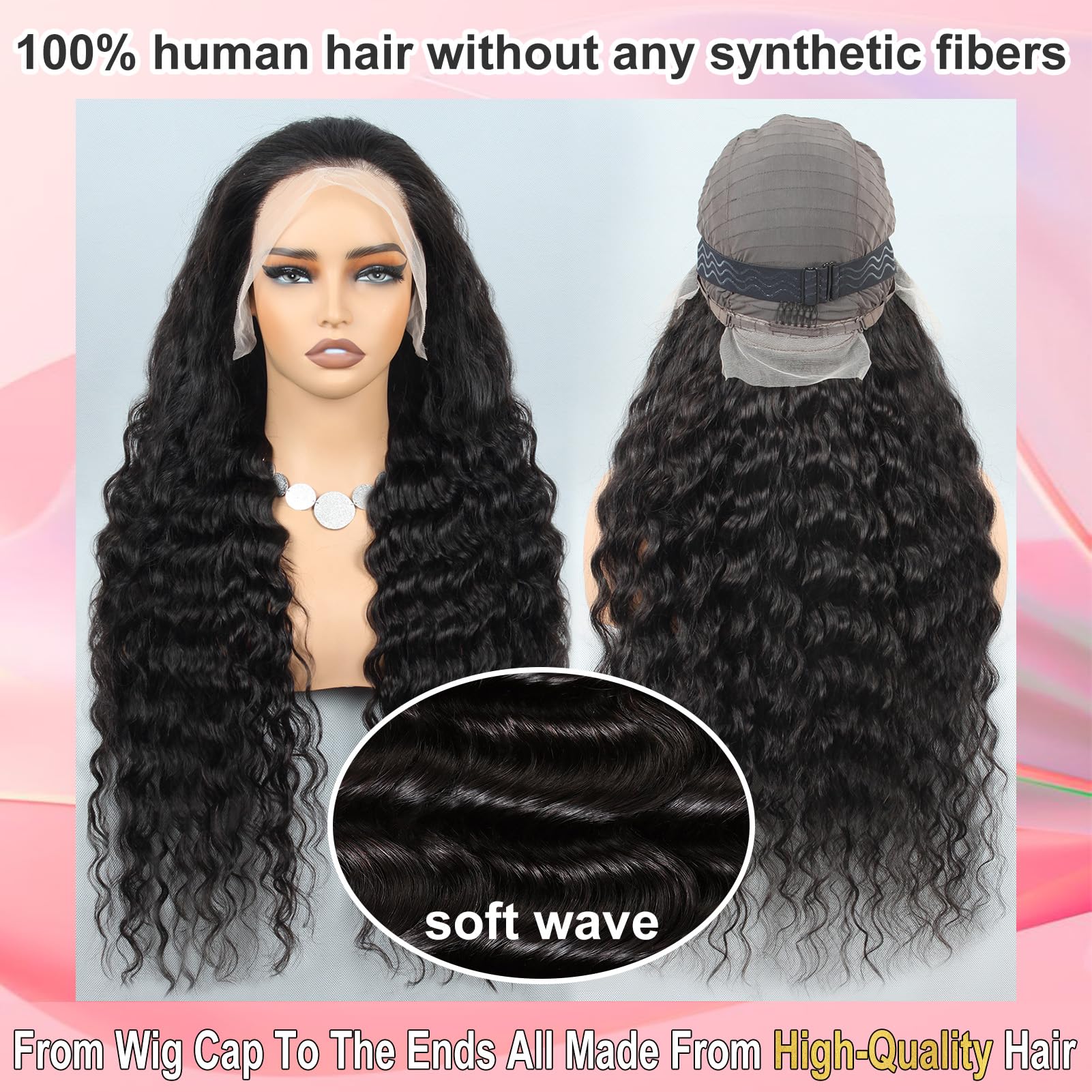 Human Hair Lace Front Wig 28 Inch Loose Wave 220% Density Glueless Abhayy 13x4 Body Wave 28 Inch Lace Front Wig | 180% Density  main image 3