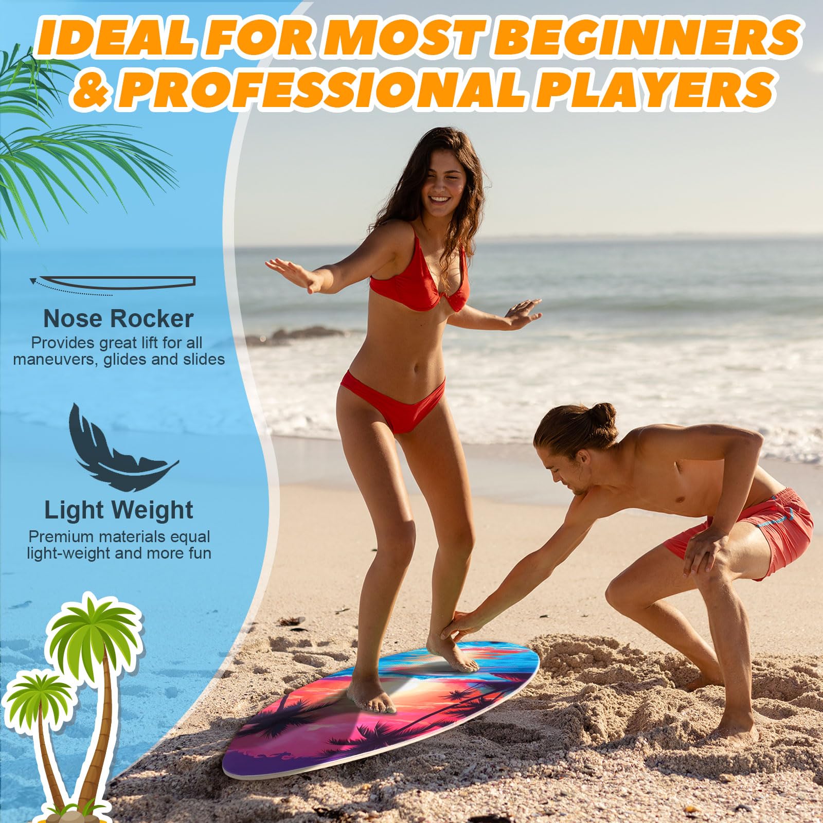 Soulchen Skimboard mit Hochglanz-Klarlack aus Holz, Skimboards für Anfänger, Kinder, Jugendliche, Erwachsene und alle Skimming-Skimboards