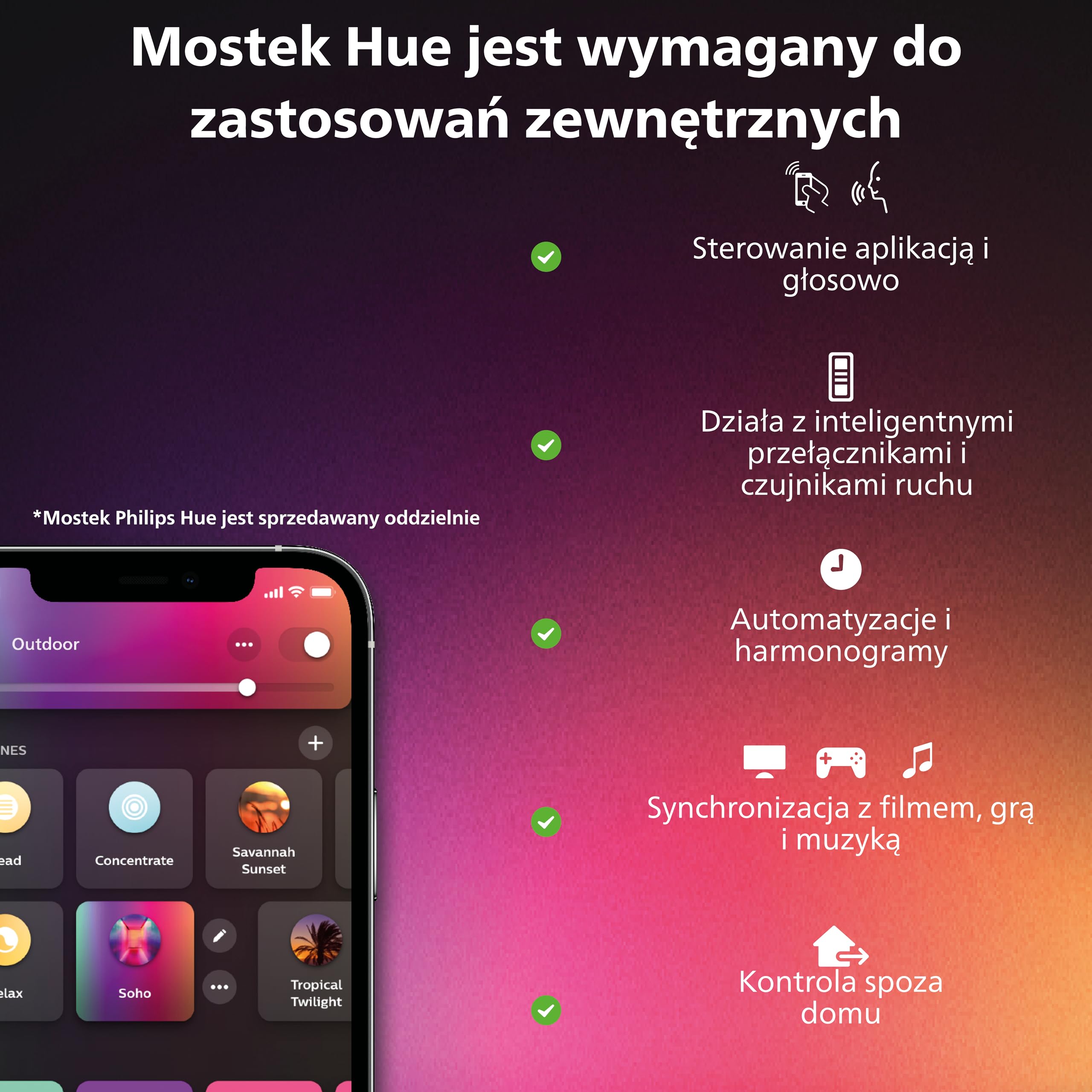 Philips Hue Kinkiet White and Color Ambiance Dymera - Kinkiet Ścienny do Użytku Wewnętrznego i Zewnętrznego, Światło Białe, Kolorowe - Oświetlenie Elewacji - na Zewnątrz Wymagany Mostek