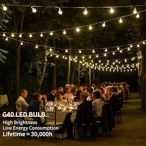 Miniatura 4 de Guirnalda de luces LED para exteriores de 30 pies, impermeable, 2200 K ST38, luces LED para exteriores para patio con 16 bombillas Edison vintage