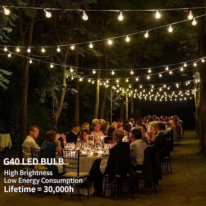 50 Pies Luces LED Exterior con Control Remoto 8 Modos G40 miniatura 7