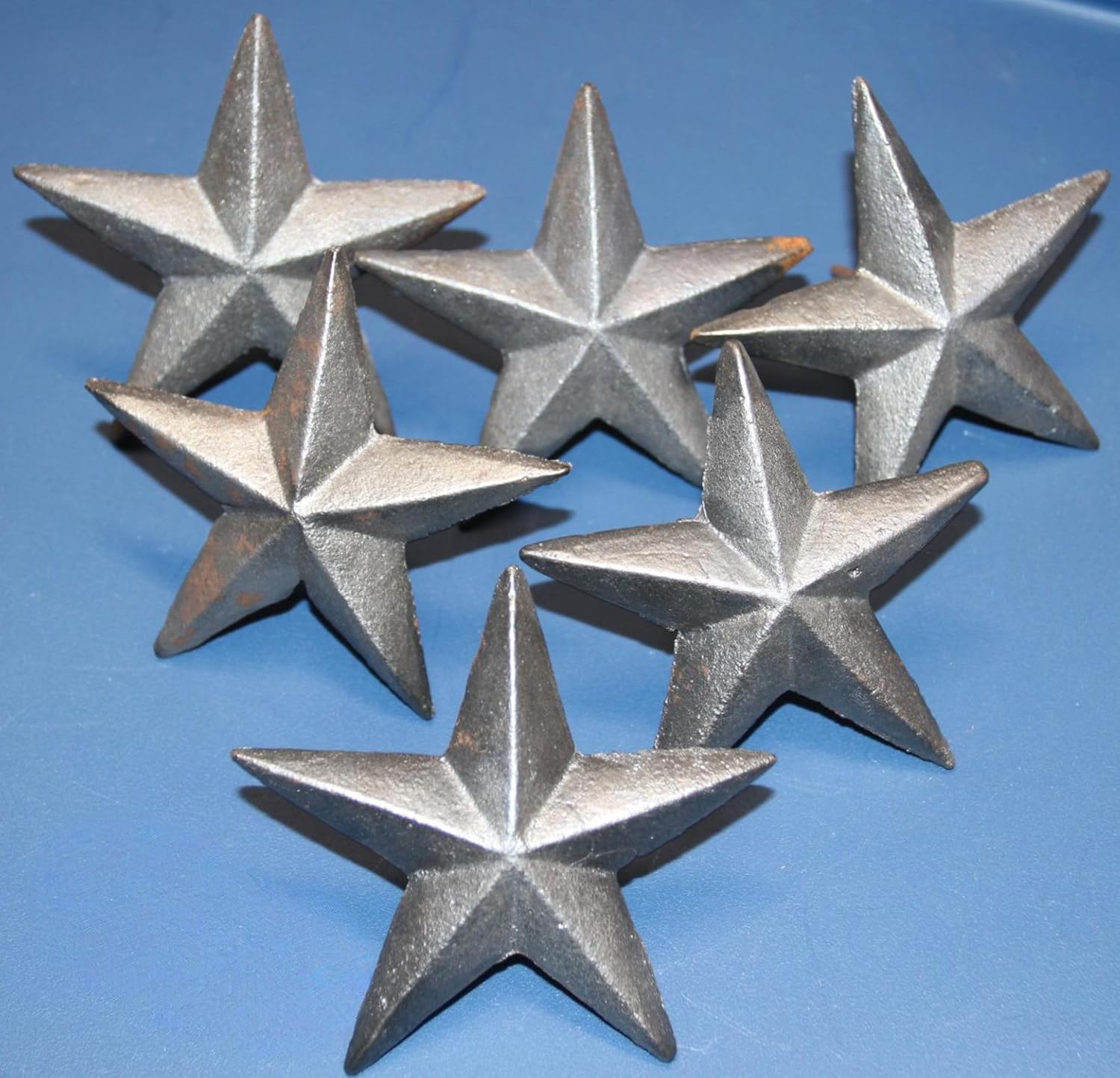 16 - Rustic Hand Forged Star Clavos, Decorative Iron Nail Head, 3.5 Inch Width, Raw Metal Finish, 1.625 Inch Stem, Country Style, Star Nails, SN-3.5