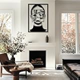 OZF Abstract Geometric Face Metal Wall Art, Modern Woman Portrait Wall Decor, Contemporary Cubist Face Collage Wall Sculpture for Living Room Studio Office (Black, 41 x 29 in | 105 x 74cm)