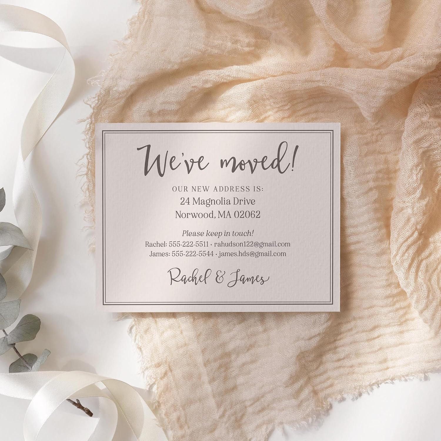 Personalized New Home Address Moving Announcements 5.5x4.25 with Envelopes, Modern Elegant Change of Address Cards, Custom Printed Stationery, Made in USA (Taupe)