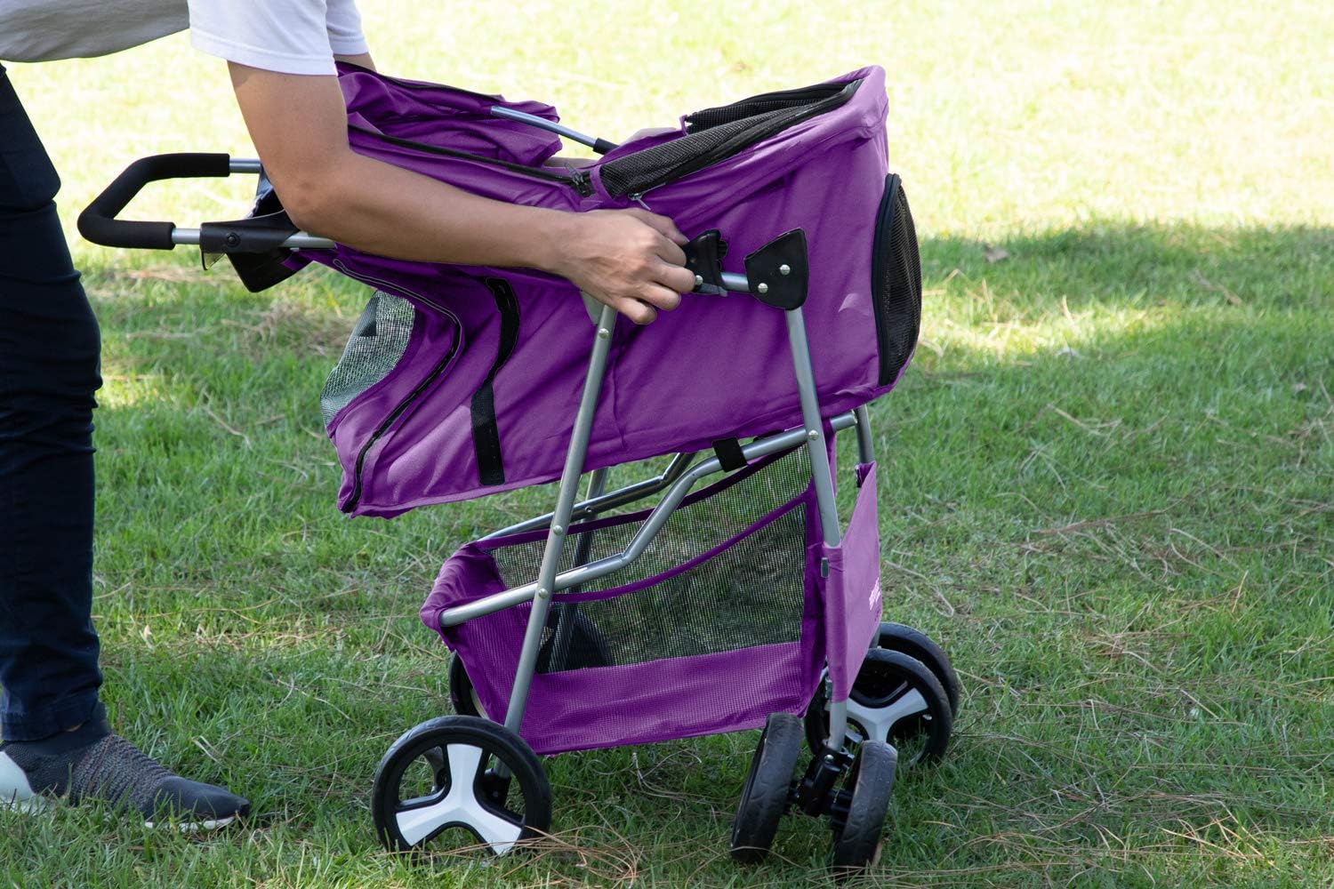 Paws & Pals Pet Stroller Cat/Dog Easy to Walk Folding Travel Carrier Carriage, Lavender Purple : Pet Supplies