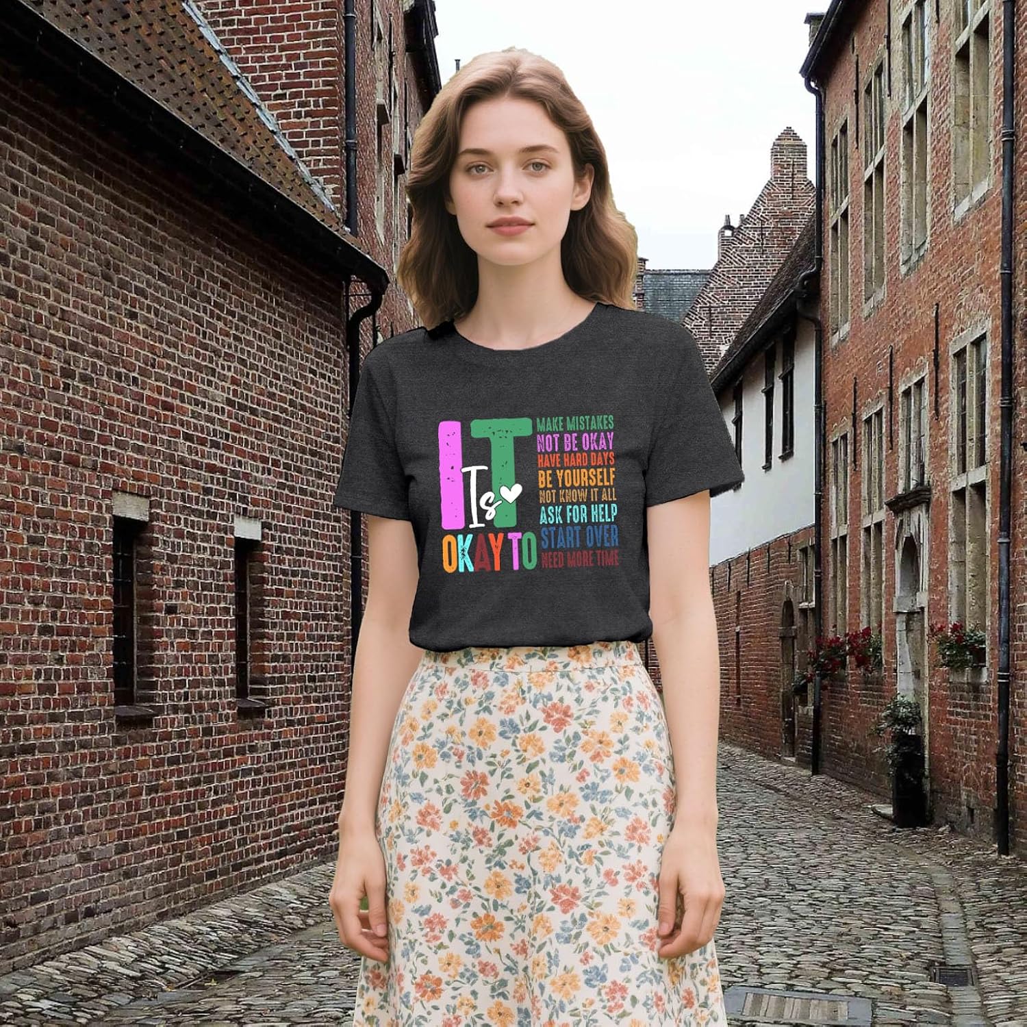 Inspirational Shirts for Women It's Okay to Make Mistakes T-Shirt Teacher Tee Be Yourself Tops - Image 2