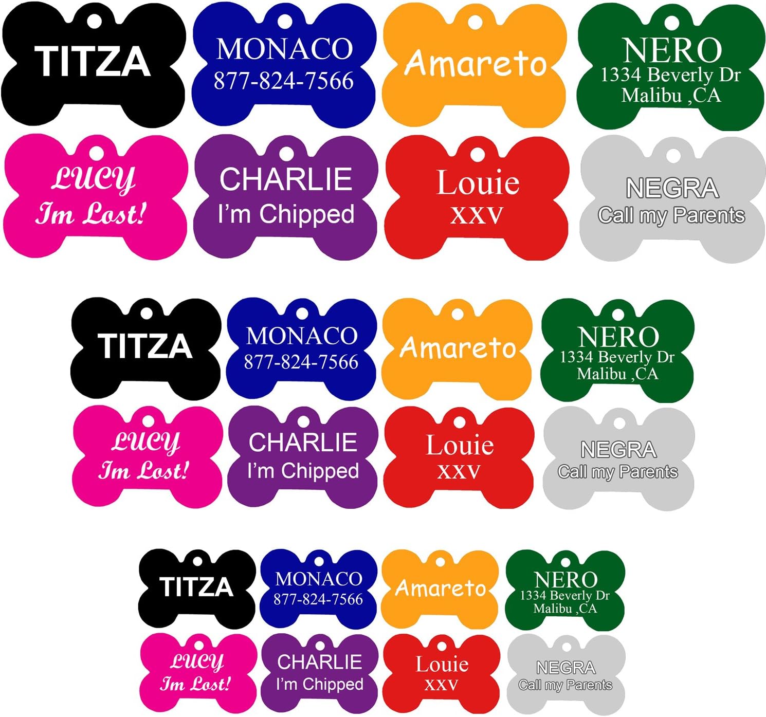 Dog Tags Pet Tags Personalized Premium Aluminum Bone (Purple, Small)
