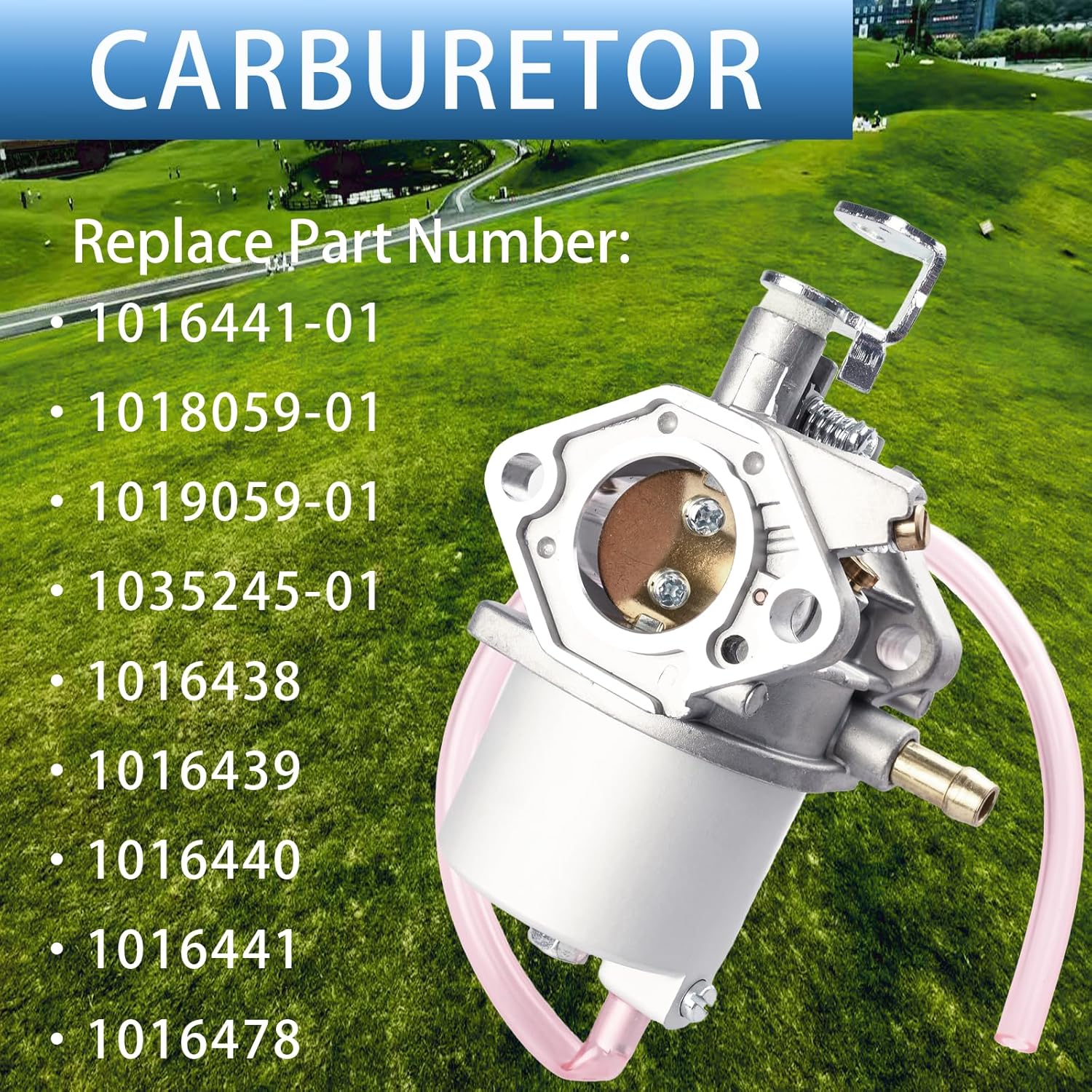 Carburetor Kit Compatible with Club Car DS Precedent Carryall Golf Cart 1996-up Kawasaki FE350 Engine, Replace OE 1016441-01 1018059-01 1019059-01 1035245-01