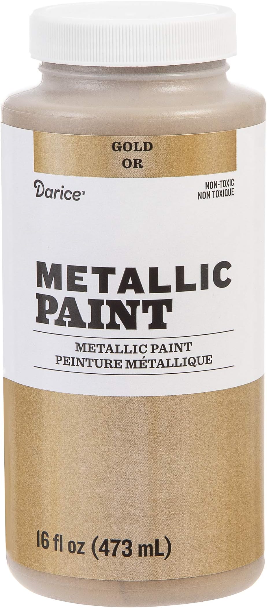 Darice Metallic Paint: Gold, Acrylic, 16 Ounces
