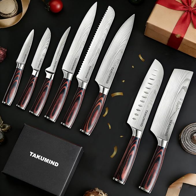 Set Cuchillos Cocina 8 Piezas Acero Inoxidable Madera miniatura 2