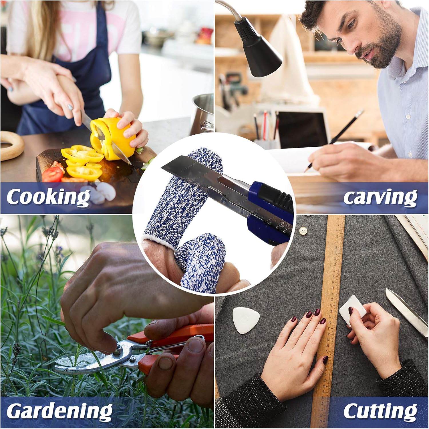 40 Pcs Finger Cots Cut Resistant Protector Anti Cut Finger Sleeve Reusable Fingertips Covers Thumb Fingertips Protection Cots for Kitchen Work Sculpture Supplies