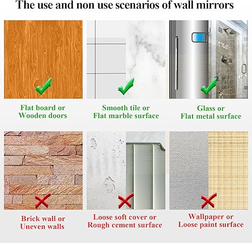 Miniatura 5 de Espejo de pared de longitud completa para dormitorio, espejo largo para dormitorio, espejo sobre la puerta, 12 x 10 pulgadas, 4 piezas de azulejos
