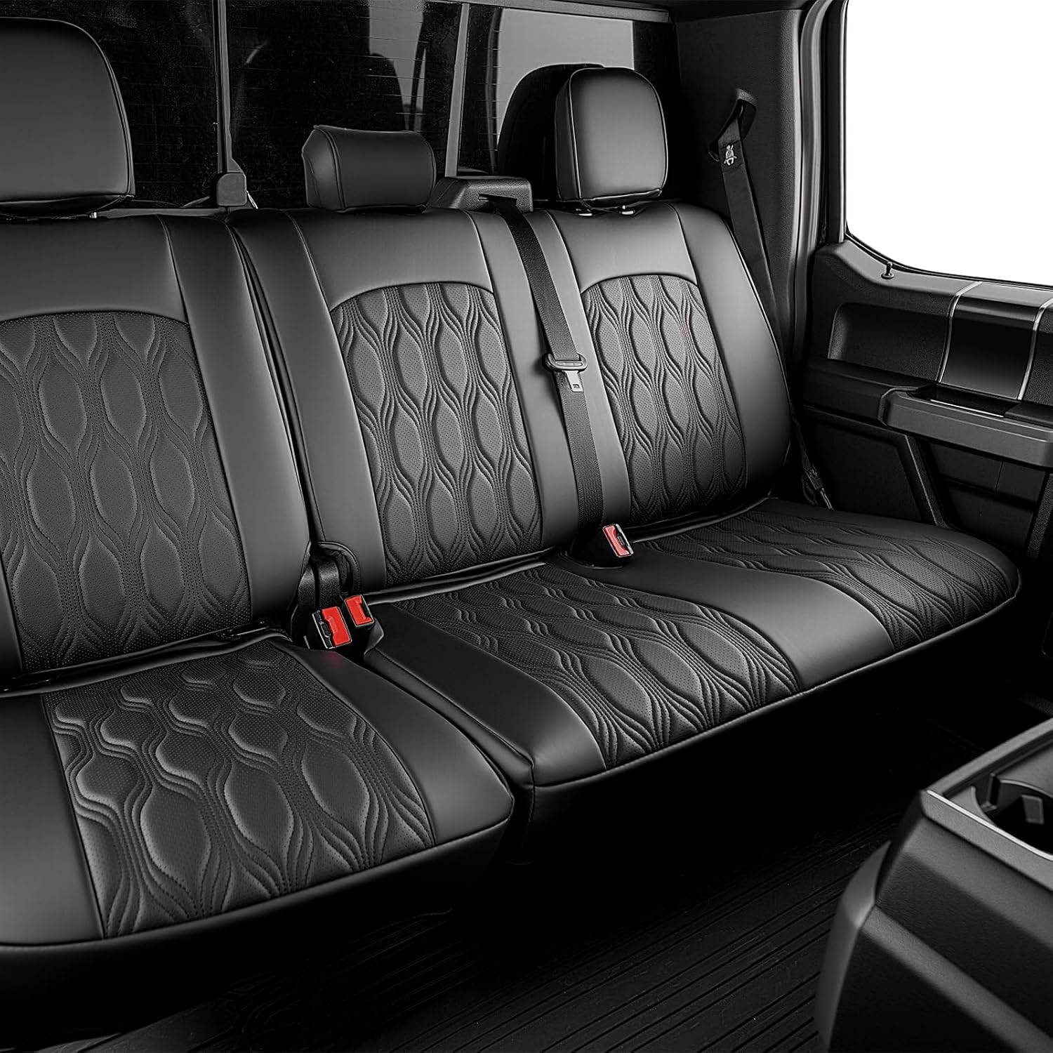 DiffCar® for Ford F150 Seat Covers 2026 2025 2024 2023 2022 2021, Full Set PU Leather Truck Accessories for F 150, Car Pickup Seat Protectors Custom Fit for Ford F-150 XT XLT SuperCrew/CrewCab, Black