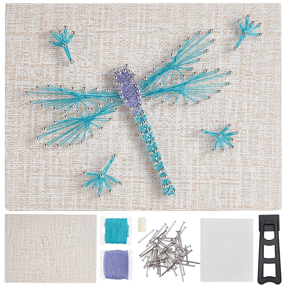 WEBBEDY 3D String Art Kit DIY Dragonfly String Arts and Craft Kits for Adults Beginners Include All Necessary Accessories and Wooden Frame, Home Wall Decorations Unique Gift
