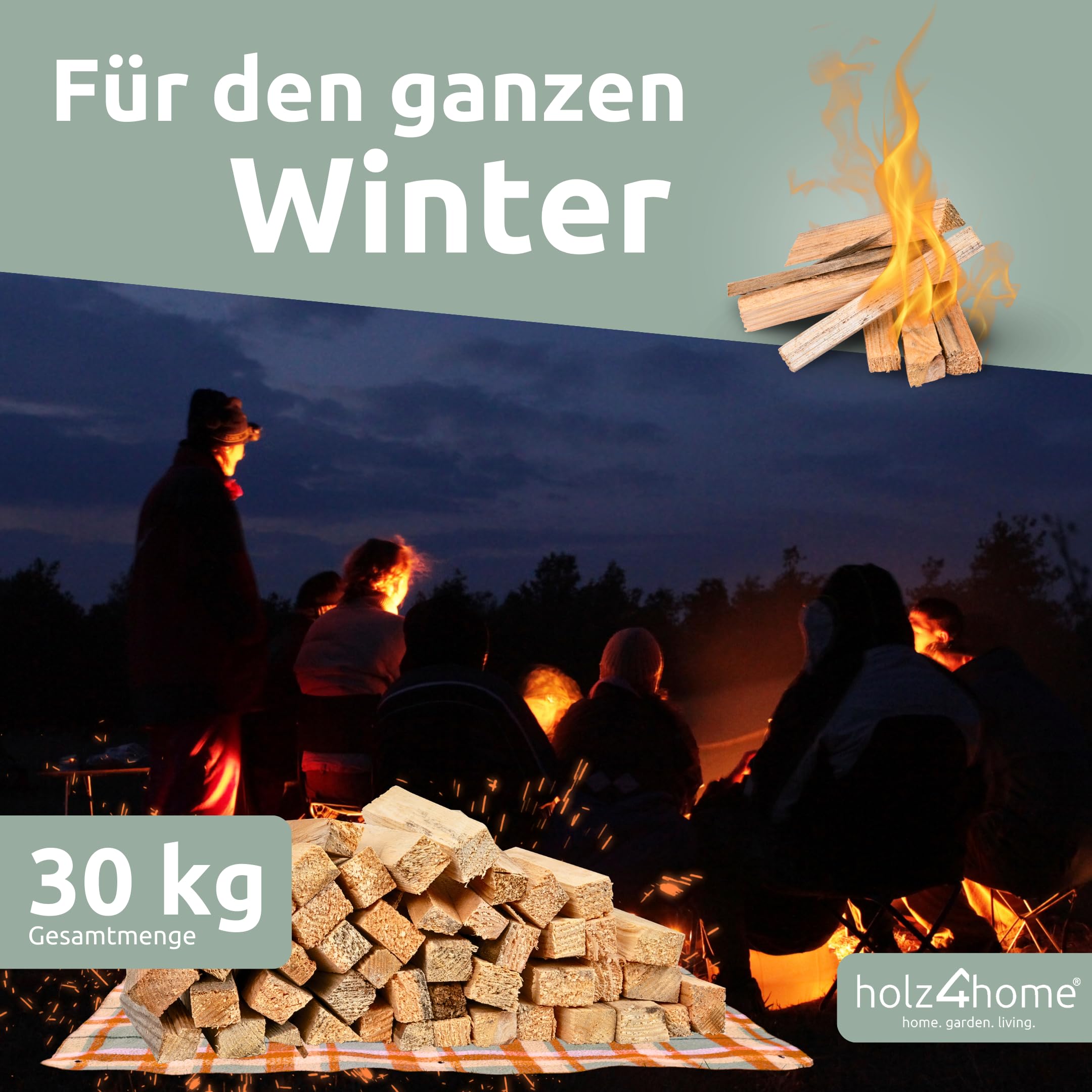 holz4home® Anfeuerholz Getrocknet 30kg I Nadelholz Anzündholz Ofenfertig Trockenes Anmachholz I Ideales Anfeuerholz für Grill Kamin Ofen BBQ Smoker als Kaminanzünder Grillanzünder