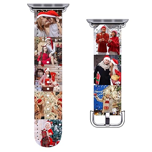 okhopediy Personalized Custom Christmas Strap is Suitable For Apple Watch 38mm 40mm 41mm Soft PU Leather Movement Back Loop Replacement of Wristband