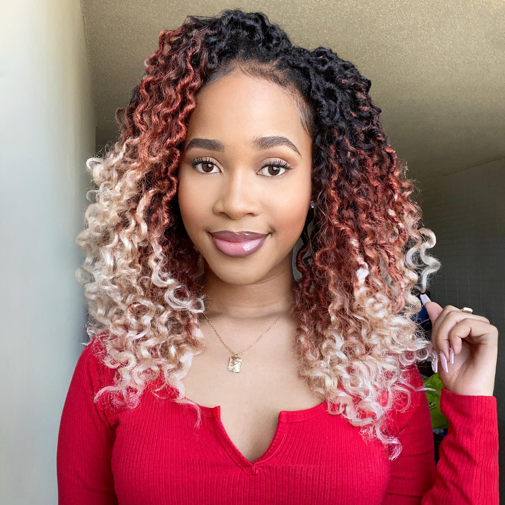 Fulcrum Goddess Locs Crochet Hair 14 Inch, 8 Packs New Faux Locs Crochet Hair for Black Women, Crochet locs with Curly Ends (14Inch (Pack of 8), 1B/30