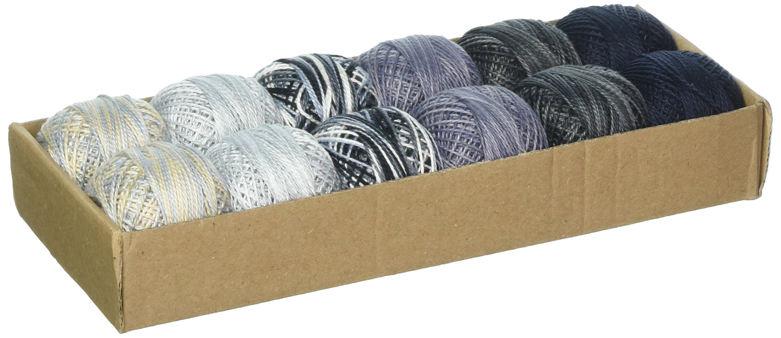 Valdani Pearl Cotton Ball Sz8 73 Yd. 12 Colors Two Stormy Clouds, Multicolor