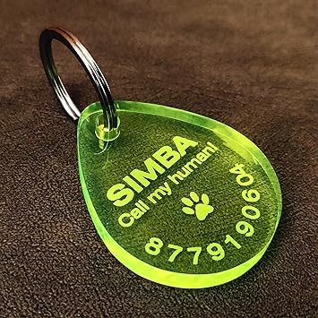 PALLY Pets' Products Waterproof Neon Green Customized Dog Name Tag for Pet ID, Rust-Proof Dog Collar Tag