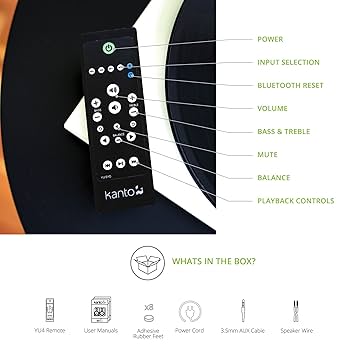 Kanto YU4 (Matte Black) Powered Stereo Speakers With Bluetooth® And Phono Preamp At