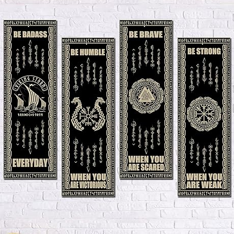 Nordic Vikings Wood Sign 4Pieces Celtic Symbolism Wall Decor, Viking Wedding Decor