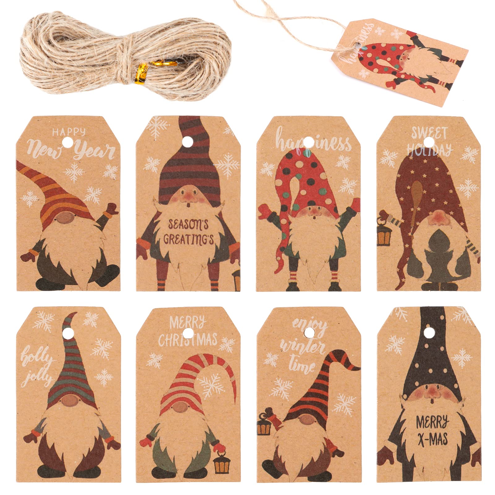 Weihnachtsanhänger Set - 100 Stück In 6 Formen Mit Geschenkband Für Weihnachtsgeschenke