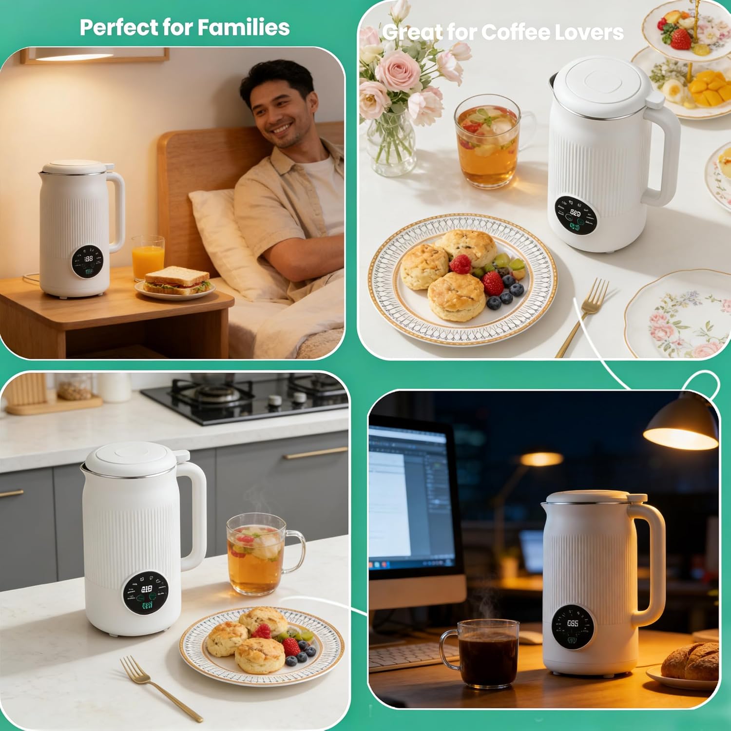 Juicer, Nutripour - The 8-in-1 Multifunction Nut Milk Maker, 42oz Blender Maker 140℉ Heating & 8h Keep Warm, 12h Delay, Boil Water & Self-Cleaning (1pcs)