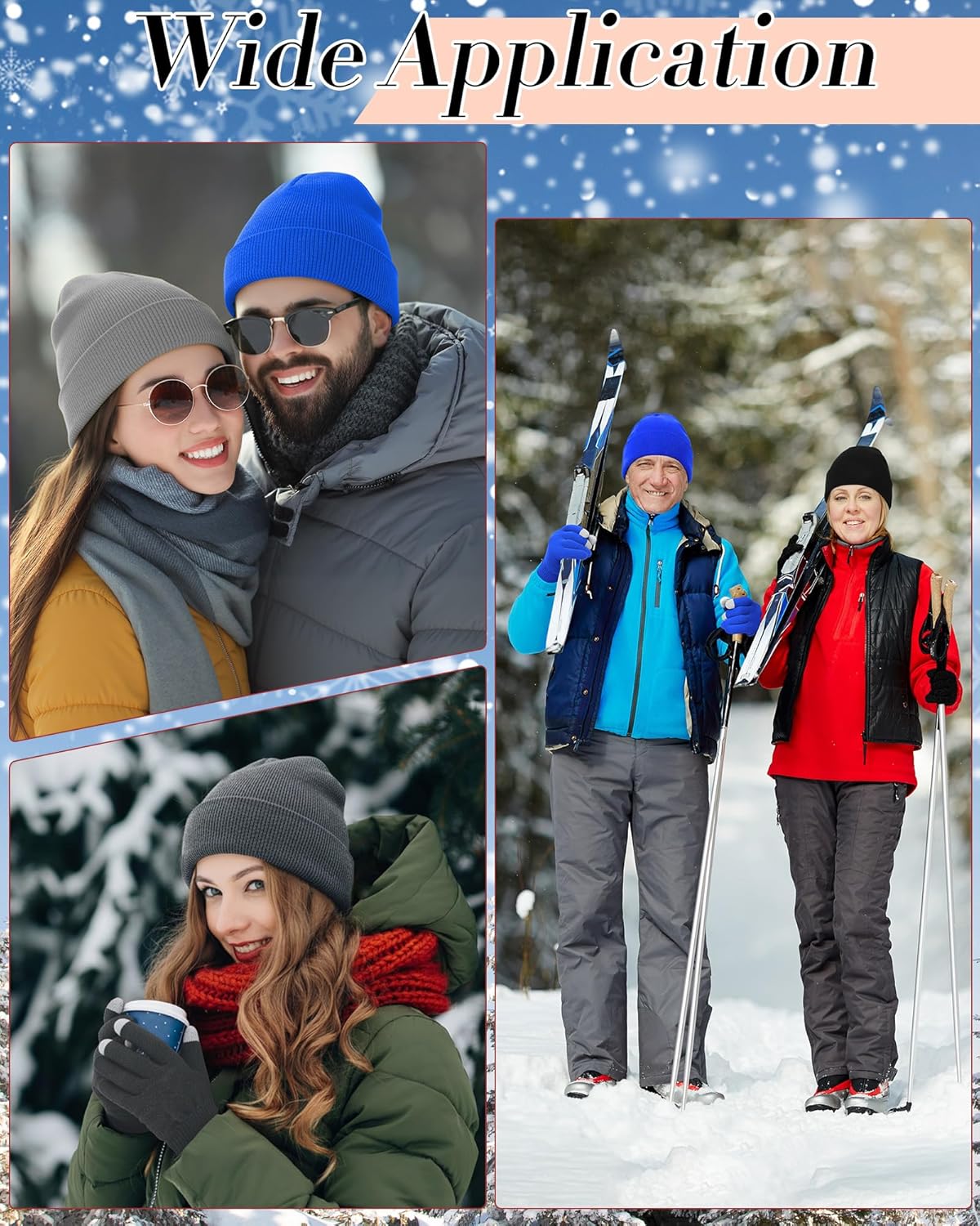 Suhine Bulk Winter Hats and Gloves Set Warm Beanie Gloves Pack Homeless Supplies for Cold Weather Charity