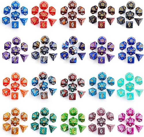 Miniatura 5 de DND - Juego de dados poliédricos de 20 x 7 pulgadas (140 piezas) de dos colores para Dungeons and Dragons DND RPG MTG, juego de mesa de 20 colores