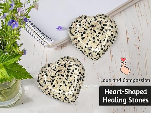 Miniatura 7 de Piedra de palma de corazón de jaspe dálmata, piedra de preocupación de masaje de bolsillo para equilibrio natural de chakras del cuerpo, curación de