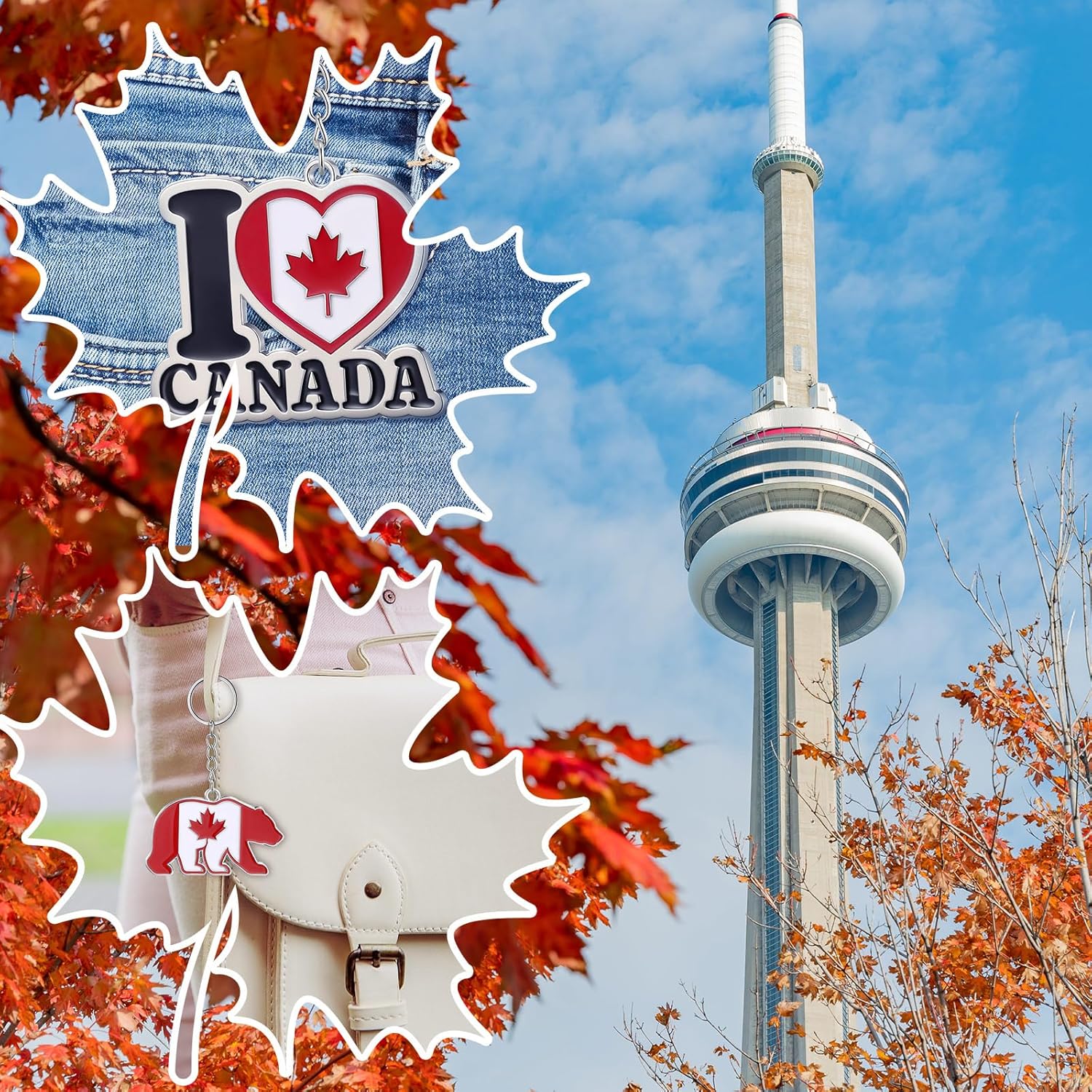 20 Pcs Canada Keychain Rings National Canada Day Zinc Alloy Keychains Gift Canadian Souvenir Flag Maple Leaf Decorations Keyring Purse Handbag Backpack Bag for Canadian Gifts Decorations - Image 4