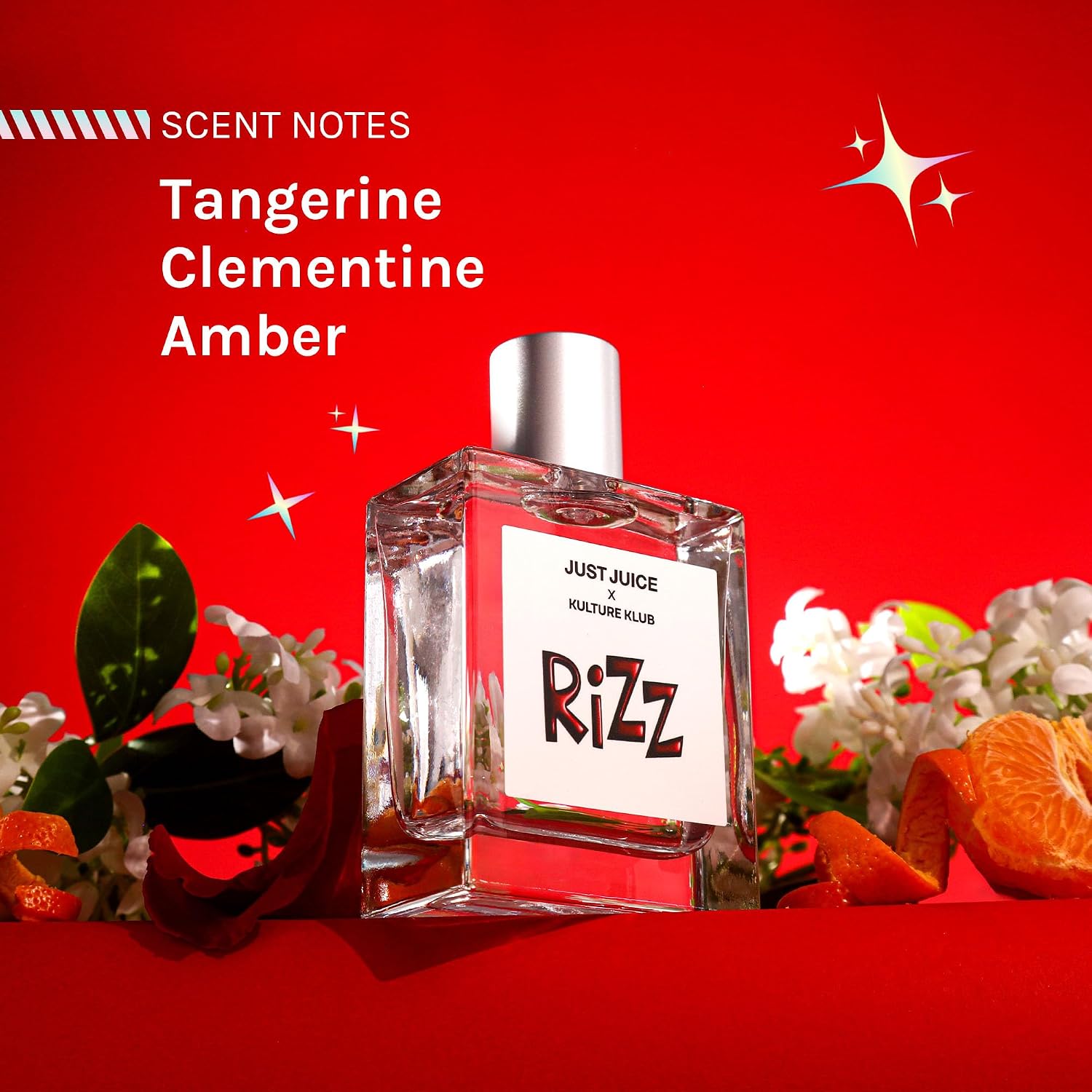 Rizz Fragrance by Kulture Klub x Just Juice - Amber Perfume for Women and Men - With Tangerine, Jasmine, Vanilla, Patchouli, Amber - 3.4 oz