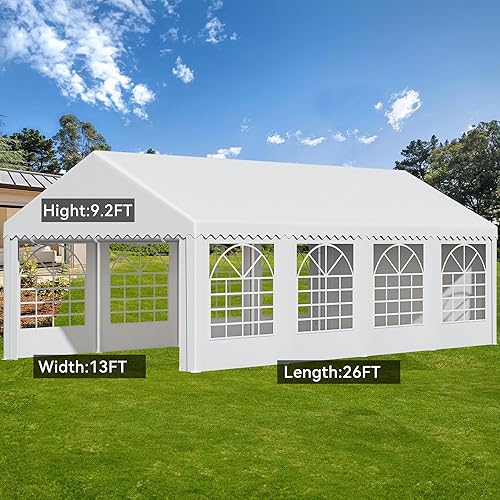 Miniatura 6 de YITAHOME Tienda de campaña de PVC resistente de 13 x 26 pies, refugios para eventos de boda, toldo ondulado galvanizado mejorado con techo grande,