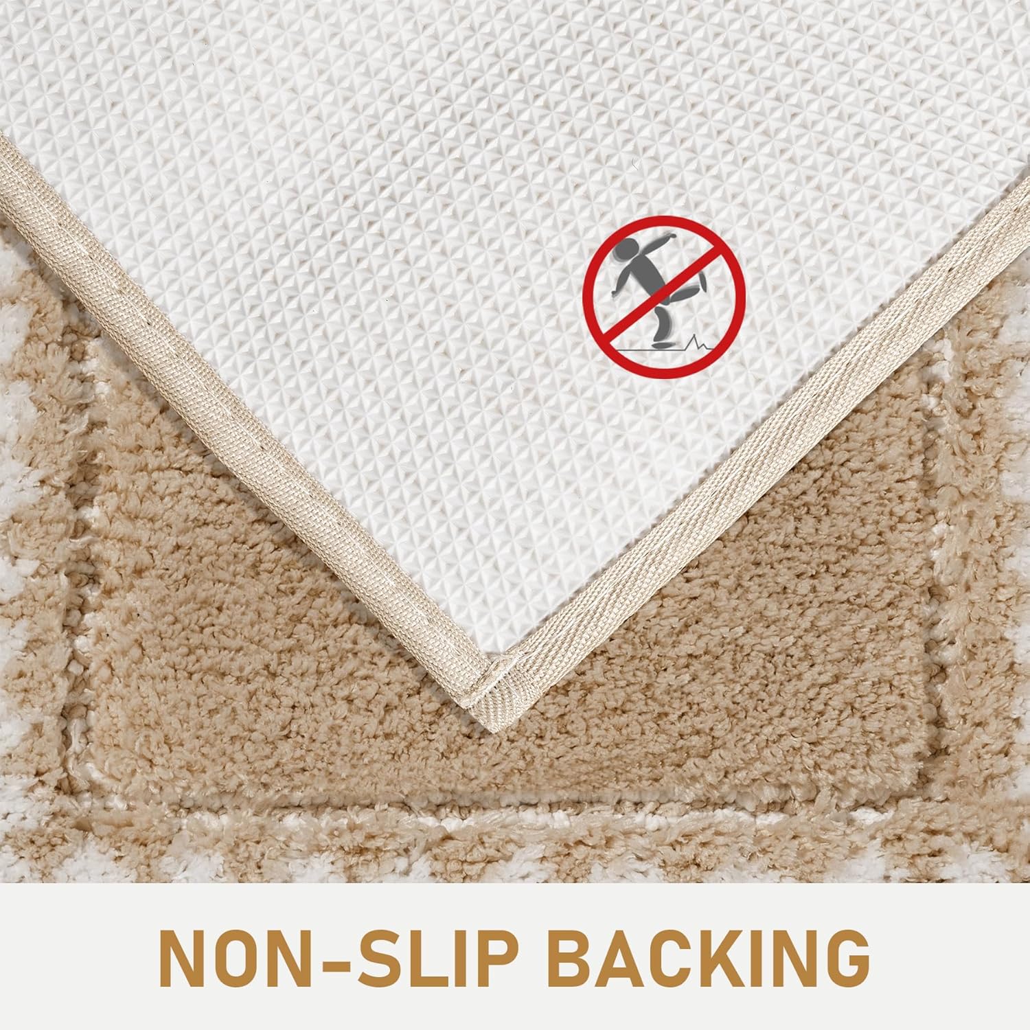 Beige Bathroom Rugs 20x31, Non Slip Washable Bath Mats,Super Soft Microfiber Bathroom Mats, Plush Fluffy Absorbent Bath Rugs for Sink Tub Basin Shower Floor,Beige