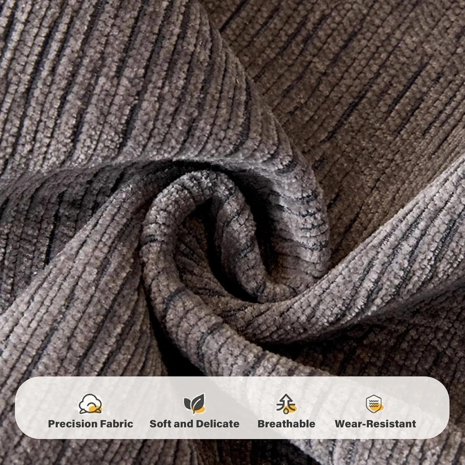 Chenille Couch Cover for Sofa Seat, Thick Non-Slip Sofa Cushion Pad, Lay Flat Seat Cover, Machine Washable for Couches and Sofas(Dark Gray,110 x 300cm)