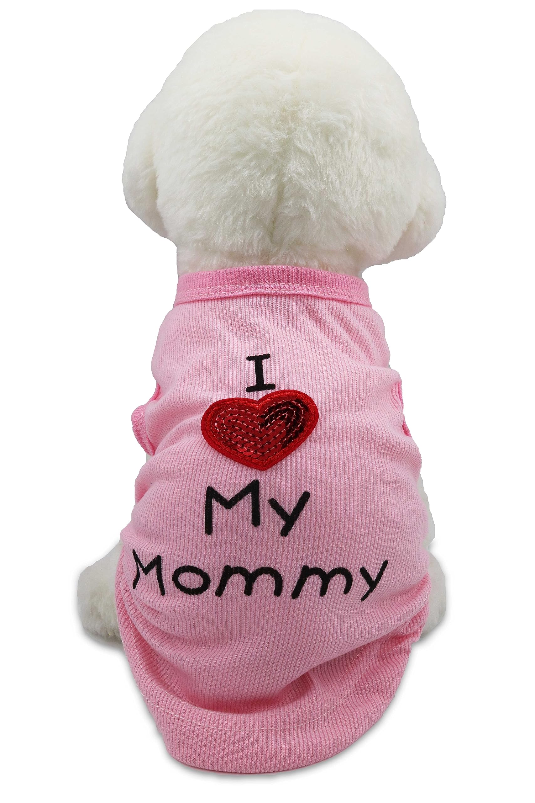 I Love My Mom Mommy Dad Daddy Dog T Shirts for Small Puppy Dogs