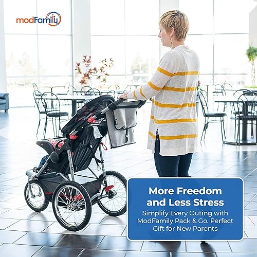 Miniatura 7 de Modfamily - Organizador de cochecito de neopreno con espacio de almacenamiento con cremallera y dos portavasos, se adapta a paraguas y cochecitos