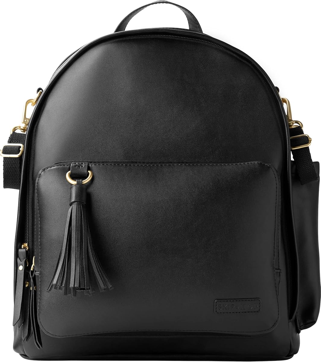 Mochila para pañales Skip Hop: Bolsa de viaje multifunción Greenwich para bebé con cambiador y correas para cochecito, cuero vegano, negro