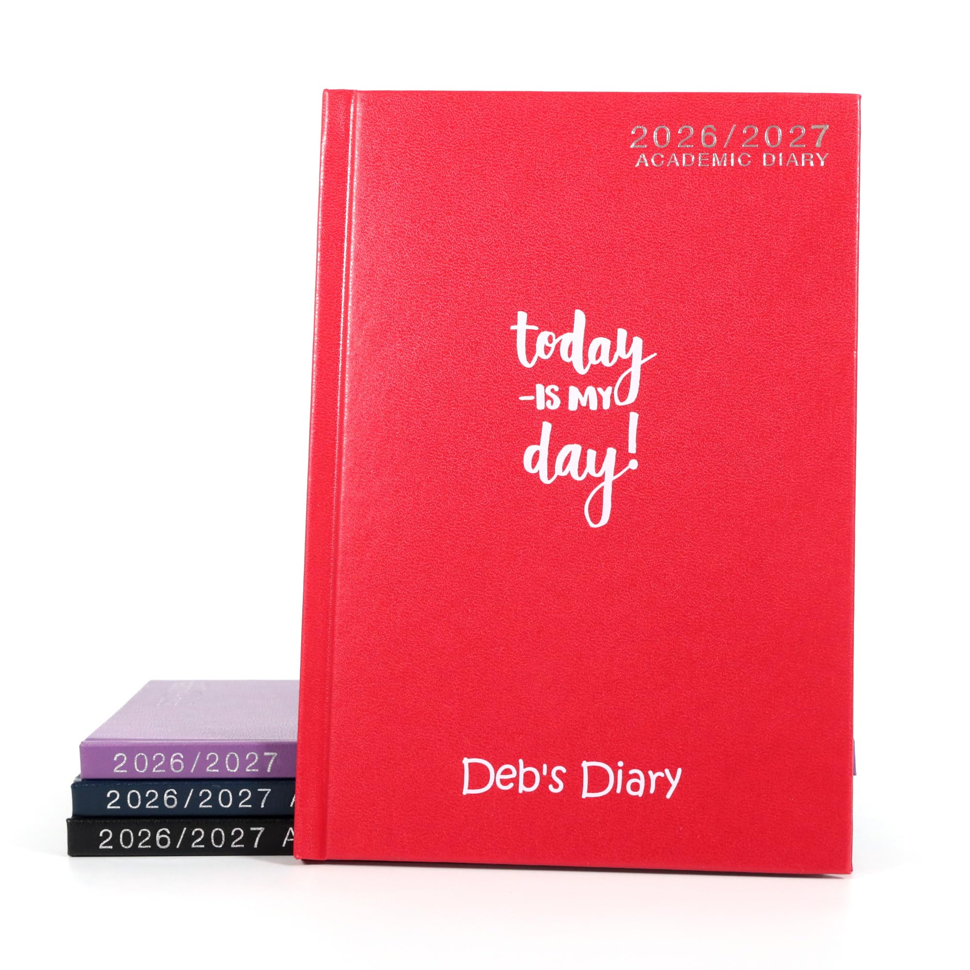 CustomDesign.Shop Personalised Academic Hardcover Diary 2026-2027 | Custom Printed Teacher Planner - A5 size, Week-to-View, Red color