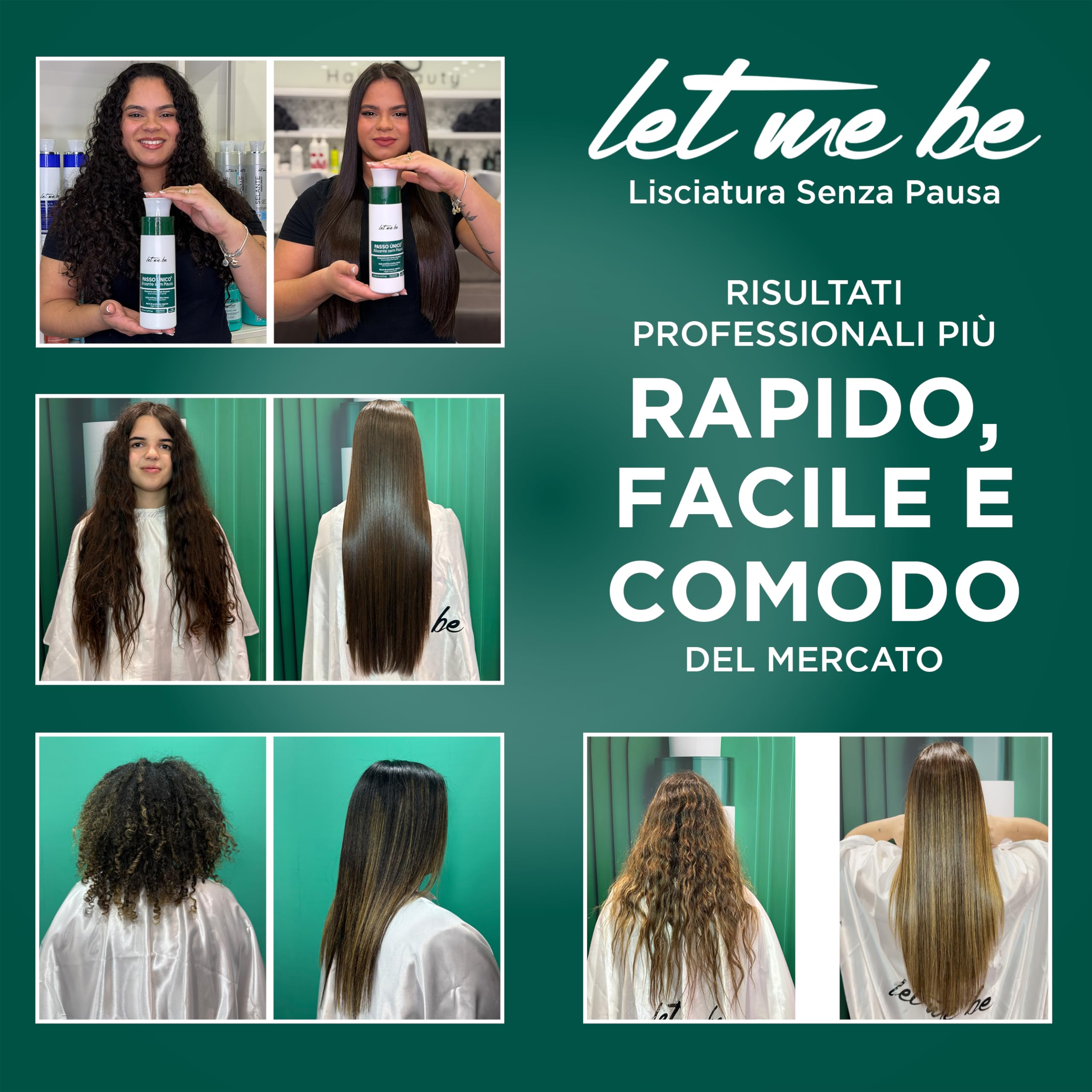 Let Me Be - NUOVA Keratina Lisciante Per Capelli Senza Tempo Di Posa! Prima Stiratura Brasiliana Vegana Istantanea Senza Formaldeide, con Amminoacidi e Proteine Vegetali, Anti Crespo - 1L