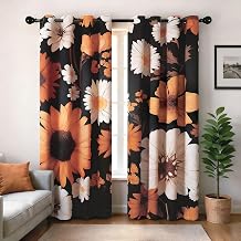 XWZO Boho Floral Blackout Curtains for Bedroom, Vintage Flower Patterned Curtains Mid Century Botanical Printed Black Out Curtain 84 Inch Length 2 Panels for Living Room Grommet Top Bohemian Decor