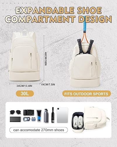 Vista 2 de Mochila de gimnasio para mujeres y hombres, bolsa de gimnasio ligera con compartimento para zapatos, mochila deportiva impermeable con bolsillo