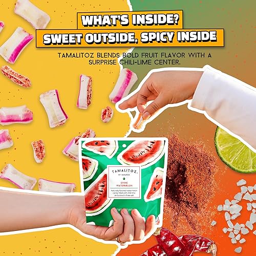 Vista 111 de Tamalitoz de Sugarox - Paquete de 8 caramelos duros hechos a mano con mango dulce y picante hecho a mano con chile en polvo, lima y sal marina.