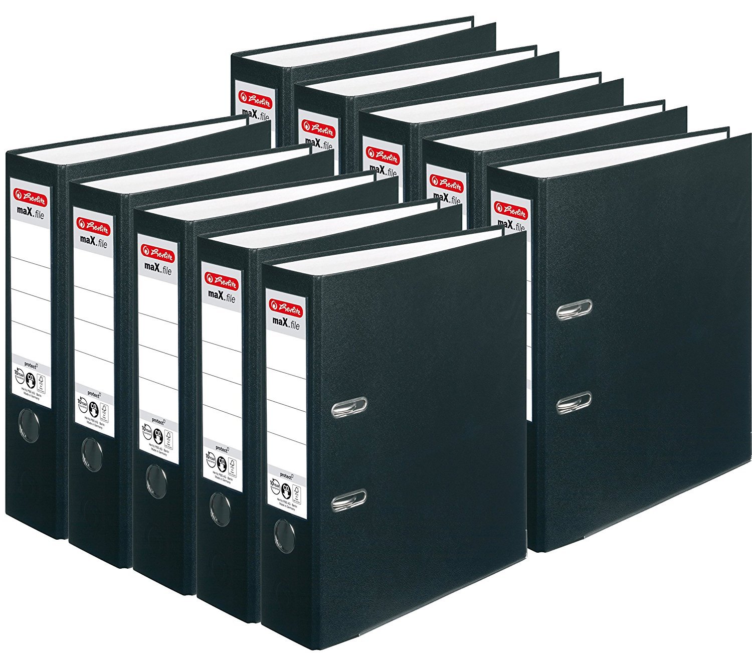 Herlitz Ordner maX.file protect A4, 8 cm breit (10er Pack | schwarz)