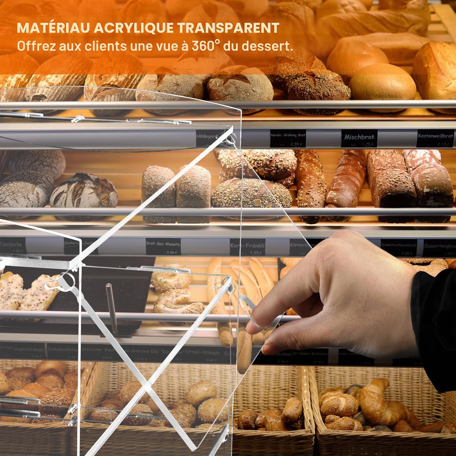 BAOSHISHAN Présentoir à pâtisserie en acrylique transparent à 4 niveaux avec pince de service pour gâteaux, gâteaux, beignets, 50,8 x 24,9 x 50,9 cm (L x l x H) (4 niveaux)